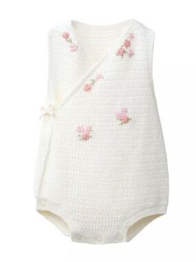 Zara FLORAL EMBROIDERED KNIT ROMPER